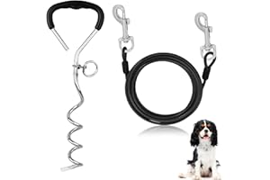 ZWQLZG Bodenanker Hund, Erdanker Bodenanker Trampolin Set 17 Zoll Hund Anlegepflock für Große Hunde Robuste Erdanker für Trampolin mit 3m Schleppleine Rostfrei Sicherung Set für Kleine Bis Mittlere Hunde