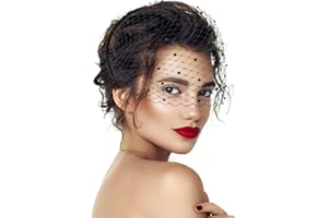 VIDSTW Strass Chapeau Mariage, Chapeau Noir Femme Rétro, Chapeaux Cérémonie Fait Main, Bandeau en Maille Voile, Bandeau en Maille de Mariage, Pour Filles et Femmes (Noir)