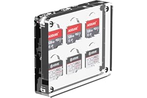 AODUKE Micro-SD-Kartenetui aus transparentem Acryl mit 6 Steckplätzen – TF-Kartenaufbewahrungs-Rack-Manager – modernes Design mit magnetischem Saugschalter – ideal zum Organisieren und Verschenken