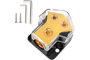QINGLEE Blocco di Distribuzione Dell'alimentazione 12V, Rame Puro Blocco Distribuzione Alimentazione, 1 in 2 Out Block Splitter, Adatto per Auto, Barche, Camper, Moto