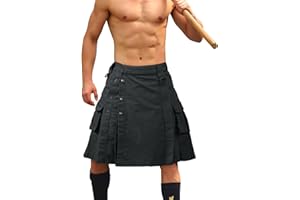 VATINNT Kilt for Men Scottish Tactical Kilt 23" Pleated Camo Kilt Irish Highland Utility Kilt with Cargo Pockets
