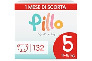 PILLO PREMIUM Pillo Pannolini Taglia 5 Confezione da 132 pezzi (4 x 33 bebè junior 11-16 kg)