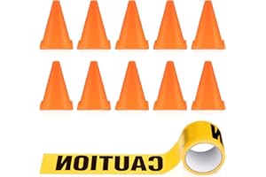 LDBKLGHJ Kit de Conos de Señalización y Cinta Adhesiva para Eventos de Construcción - 11 Piezas de Utensilios para Fiestas de Cumpleaños Infantiles con Conos de Entrenamiento