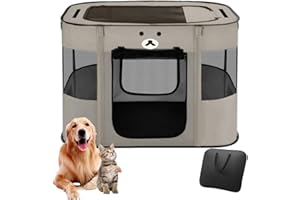 Floving Valla portátil para Mascotas de 70 x 55 x 45 cm, Plegable, Rectangular, Sala de Entrega, Nido de Gato, cabaña para Cachorros, casa Cerrada para Mascotas con Bolsa de Transporte (Gris 2)