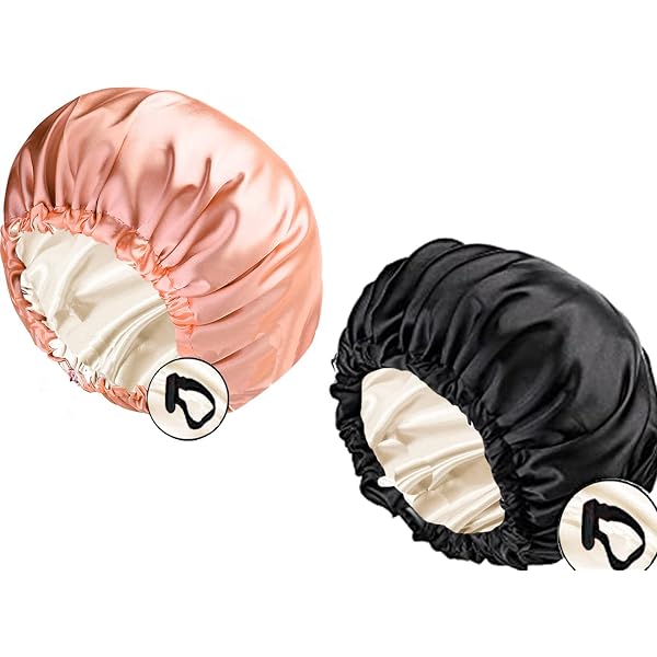 Satin-Schlafmütze 2er Pack | Verstellbar, Weich & Atmungsaktiv | Für Frauen & Mädchen, Einheitsgröße (schwarz)