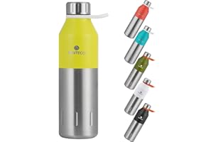 SANTECO Edelstahl Trinkflasche 350ml, 500ml - Auslaufsicher Thermosflasche Kinder, Vakuum Wasserflasche BPA-Frei, Kohlensäure geeignet, Isolierflasche für Sport, Fahrrad, Schule, Camping und Outdoor