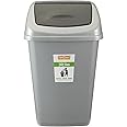RATAN PLASTICWARE Tidy Bin with Swing Lid 15 Litres Plastic Dustbin, Trash Bin, Garbage Waste Bin For Home, Bathroom, Kitchen, Office, Bedroom Grey Color