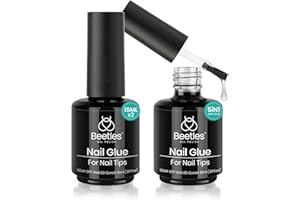 beetles Gel Polish 5 In 1 Nail Glue Kit for Acrylic Nails,2 Pcs 15ml Super Strong Brush in Nail Gel Glue for False Nails Tips and Gel Nail Polish Led Lamp Required Nail Art Gift