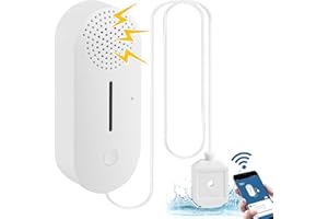 Nizirioo Rilevatore d'acqua con allarme Wi-FI e sensore di livello dell'acqua, sensore di acqua rumorosa da 100 dB a batterie, compatibile con l'app Tuya Smart Life, per cucine, cantine, lavelli