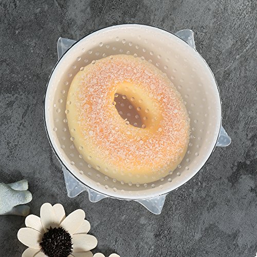 Decdeal 4St Silikon Frischhalte-Deckel Stretch-Deckel für Dosen, Schüsseln, Becher, usw. - 8