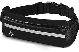 ZHIHUITL Slim Running Belt,with a Mobile Phone Jack,with Waterproof Adjustable Elastic Strap Running Belts for Men and Women,Reflective Run Waist Belt,Perfect for Running and Outdoor Activities(Black)