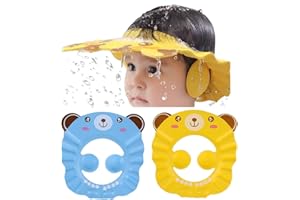 SJBAUTYO 2 Stück Duschhaube,Verstellbarer Haare Waschen Kinderschutz,Silikon Augenschutz Schutzkappe zum Schutz der Ohren und Augen des Babys