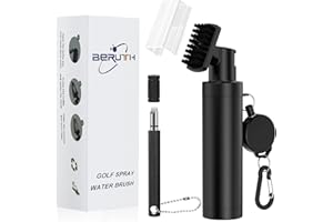BERUTH Brosse de nettoyage à 360° pour club de golf avec mousqueton et bouteille d'eau étanche – Outil de nettoyage léger et compact pour clubs de golf, balles et chaussures – Cadeau idéal pour homme