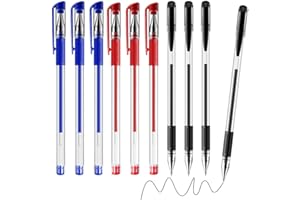 NOKDAL 10 Pezzi Penne a Sfera Roller Penne a Gel Liquido 0.5 mm Penna a Punta Fine Inchiostro Liquido Penne Gel Penne a Sfera Ad Asciugatura Rapida Inchiostro per Articoli Ufficio (4*Nero+3*Rosso+3*Blu)