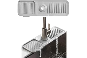 Jastown Tappetino per Rubinetto in Silicone 45x14cm, Tappetino Lavello e Proteggi Lavandino per Rubinetti 3.5-6cm,paraspruzzi lavello cucina,Ideale per Cucina e Bagno (grigio chiaro)
