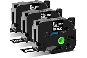 3X MarkField Compatible 24mm Label Tape Replacement for Brother P-Touch TZ TZe-355 0.94" White on Black Laminated Tape for Label Maker PT-P700 D600 P750W P900W P910BT P900 2430