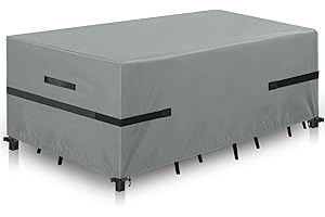 GARPROVM Garden Furniture Covers Waterproof, Patio Furniture Covers Waterproof Anti-UV Outdoor Furniture Covers with Handle Strap Drawstring Buckle for Garden Sofa Table Chair Set (180x120x74cm, Grey)