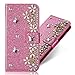 Produktbild 3D Butterfly Bling Glitter Glitzer Diamond Musterg Ledertasche Slim Retro Bookstyle mit Standfunktion Karteneinschub Magnetverschluss Flip Wallet Hülle Schutzhülle für Samsung Galaxy A6 Plus 2018