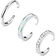 FASACCO Toe Rings 925 Sterling Silver Toe Rings for Women CZ Band Opal Toe Rings Adjustable Toe Rings Summer Beach Open Toe Rings Foot Jewelry