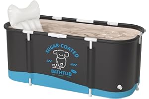 Sinbide Bañera Plegable Portátil Grande para Adultos 115 x 60 x 50cm - Spa de Remojo en el Hogar (Perrito)