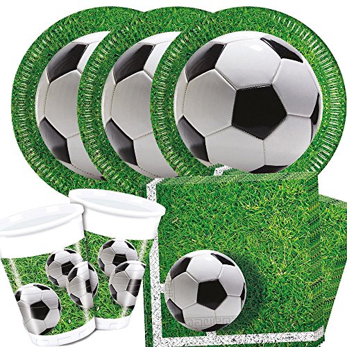 52-teiliges Party-Set Fußball Party - Teller Becher Servietten für 16 Personen