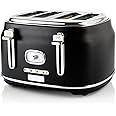 Westinghouse WKTTB809BK Black Retro Toaster with 4 Slice Capacity, 5 Settings, Adjustable Tan, Warming Rack and Crumb Tray
