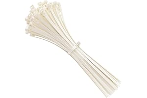 intervisio Collier de Serrage Réutilisable Plastique, 300 mm x 7,6 mm, Attache Câble Réutilisables, Serre Câbles Rilsan Nylon, Colliers Serre-Cable 300mm, Blanc, Lot de 100 Pièces