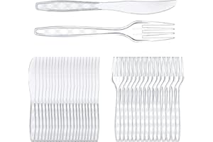 JIAHUADE 200 PCS Forchette plastica Riutilizzabili,Posate Robuste,Posate in Plastica Riutilizzabili,Coltelli in Plastica,posate per Feste,Forchette
