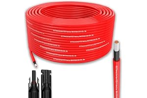 GERMANY B.E.S.T Solarkabel Solarleitung 50m 6mm² Photovoltaik PV Kabel TÜV geprüft + 10 Stecker Rot