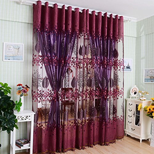 Youpin Luxurious Voile Curtains 1mx2.5m Upscale Jacquard Yarn Curtains Tulle for Door Window Decor (Purple)