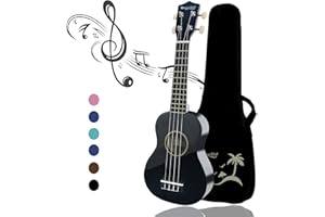 HUAWIND Strong Wind 21 Zoll Sopran Ukulele Set mit Tasche für Kinder und Anfänger (Schwarz)