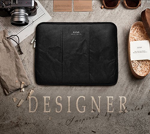 Laptophülle Laptoptasche, Airlab Notebook Tasche aus Papier [Spritzwasserschutz & Unzerreißbar], Geeignet für 13,3 Zoll Macbook Air/ Pro Retina, Surface Pro 3/4, Dell XPS 13, Lenovo Yoga und andere Ultrabook, Größe: 34 cm x 24 cm, Schwarz - 3