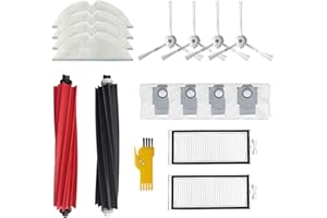 Laimaiou Kit de Accesorios de Recambio para el Robot Aspirador roborock Q8 Max+ Q8 Max Q5 Pro Q5 Pro+ 16 Paquetes 1 juego de Cepillos de Rodillo, 2 Filtros, 4 Cepillos Laterales, 4 Paños, 4 Bolsas