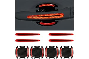 CompraFun Pellicola Protettiva per Maniglia Portiera Auto, 8pcs Set Pellicola Protettiva Riflettente AntiGraffio Adesivi, per Maniglie di Auto Incassate - Universale Adesivi Auto Esterni (Rosso)