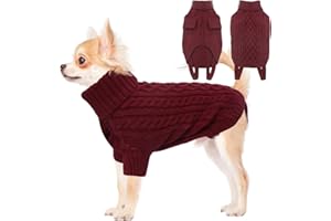 LiebeDD Jersey Perro Pequeño Mediano o Grande - Suéter Navidad para Perros Clásico Sueter Caliente Perro, Ropa Abrigo Punto Perros Jersey Chihuahua Galgo (S Borgoña)