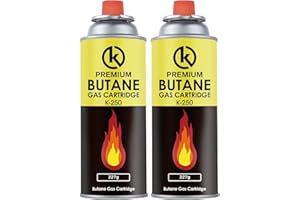 KROWN - Pack de Cartuchos K-250 de Gas Butano 227g para Hornillos Quemadores, Cartucho de Gas para Camping K-250, Bombonas para Sopletes (2 Unidades)