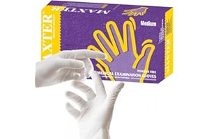 MAXTER Guanto in lattice senza polvere, 4 g, confezione da 100, taglia L