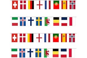 YOFANUP Women's Euro 2025 Flags Bunting, 32 Flags - 33ft/10m, Euro 2025 Party Decorations, Euro 2025 Merchandise,Double Sides Flags Bunting for Bar Club Garden School Decor (1 Pack)