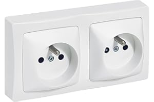 LEGRAND - Prise Double Murale 16A avec Terre - Installation Horizontale ou Verticale - Prise 2P+T avec Cadre de Saillie - Fabriqué En France - Blanc
