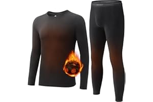 DAVID ARCHY Komplet bielizny termicznej, męski, top z długim rękawem, długie kalesony z otwartym rozporkiem, odprowadzający wilgoć