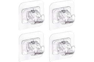 YunBey 4 Pièces Crochets Support de Tringle à Rideau, Crochet Auto Adhesif Tringle à Rideaux, Supports de Tringle à Rideaux sans Percage pour Rideau Canne