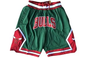 HANJIAJKL Retro Pantalones Cortos de Baloncesto,Chicago Bulls Shorts Baloncesto Uniformes para Fan,Verde,XL
