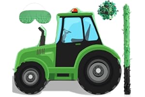 Pinata de Camion à Benne Basculante Pinata de Construction avec Bandeau de Yeux et Bâton Fournitures de Fête de Construction Pinatas d'Excavatrice Tracteur pour Enfants (Tracteur)