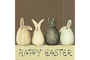 SERVIETTENSHOP 20 Servietten Happy Easter Bunnies ? Happy Easter Hasen/Ostern/Frühling 33x33cm