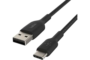 Belkin BoostCharge geflochtenes USB-C-Ladekabel, USB-C-/USB-Kabel, USB-Typ-C-Kabel für Geräte wie Geräte wie iPhone 15, Samsung Galaxy S24, Pixel, iPad Pro, Mini und Nintendo Switch, 1 m, Schwarz