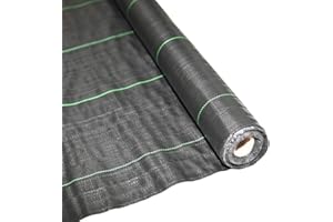 RAM ONLINE Ram® Heavy Duty Weed Fabric Control Weed Control Fabric Ground Cover Membrane UV Stabilised Weed Fabric For Patios Garden Flower Beds Landscaping (2M X 10M) - Black
