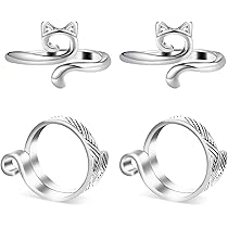 WeddHuis Set 6 Anelli Regolabili Per Uncinetto Con Motivo Gatto - Accessori Maglieria