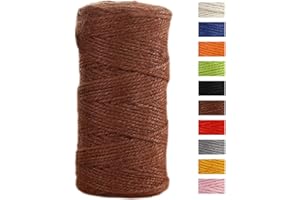 JeogYong Jute Twine String 2mm x 100m Natural Coloured Jute String 3-ply Garden Twine Kitchen Cord Thick Jute Rope for Decoration Floristry, DIY Arts & Crafts, Bundling, Wrapping Gifts (Coffee)
