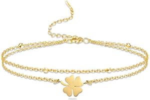 VASSAGO Bracelet trèfle à quatre feuilles en acier inoxydable pour femme - Bracelet porte-bonheur en forme de trèfle à quatre feuilles - Bijoux tendance - Cadeaux pour femme