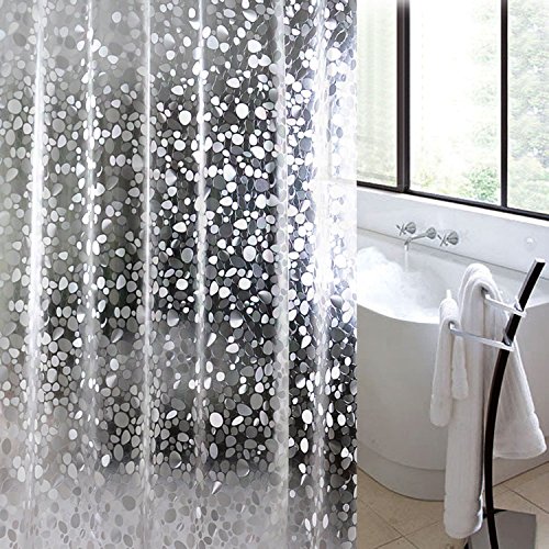 LIVEBOX Halbtransparenter PEVA-Duschvorhang, 182,9 x 182,9 cm, wasserdicht und schimmelfest, stylisches Muster, Crystal Stone, 72"W x 78"H